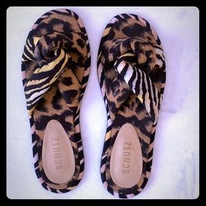 Schutz Animal Print Slides Size 5.5 NWT!